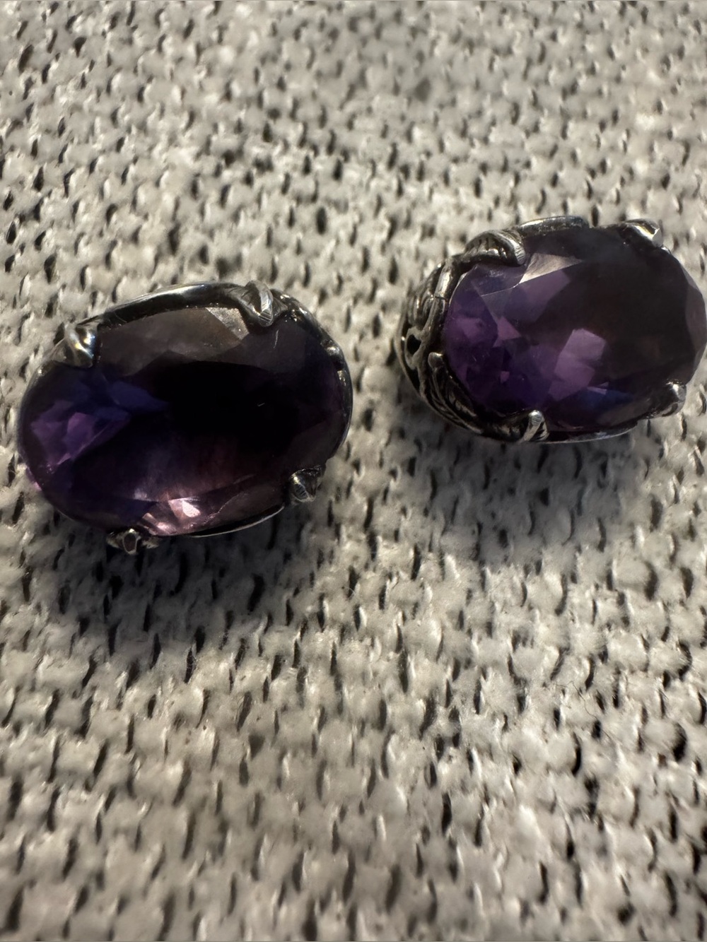 Vintage Amethyst Sterling Silver Earrings - Picture 4 of 7